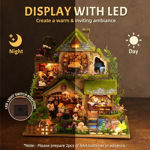 LogicTwist DIY Miniature House Kit with LED Lights, Forest Adventure Wooden Mini House Building Kit for Adults & Teens, Creative Crafts for Women, Friends & Hobbyists