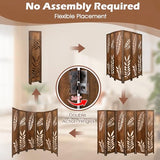 Giantex Boho Rustic Room Divider, 6 Panel Carved Leaf Folding Wood Screen, Fully Assembled, 67'' Freestanding Privacy Partition Decorative Wall, Foldable Room Separator for Bedroom, Brown Giantex