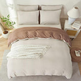 TISPLR Comforter Set Queen Size Striped Soft Luxury Washed Microfiber Jacquard 3 Pieces Bedding, White Dark Brown Vertical Ticking Stripes Comforter with 2 Pillowcases Breathable Durable Comfy TISPLR