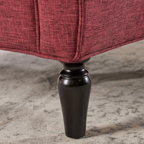 LOPOO Traditional Armchair with Tweed Upholstery and Curvy Retro Arms, Comfortable Seating for Living Room, Red LOPOO