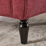 FEMICON Traditional Armchair with Tweed Upholstery and Polished Legs, Retro Design, Communal Living Area Accent, Red FEMICON