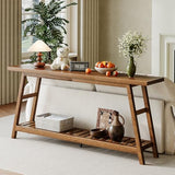 ChooChoo 70.9 Inch Long Console Tables for Entryway, Wood 2-Tier Entry Hallway Table, Narrow Sofa Table Behind Couch Table for Living Room, Entrance, Walnut ChooChoo