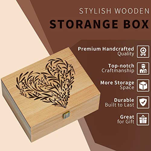 EXISTING Wooden Memory Keepsake Box, Floral Heart Engraved Keepsake Boxes with Lids, Memory Box for Keepsakes for Anniversary, Wedding, Memory, EXISTING