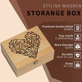 EXISTING Wooden Memory Keepsake Box, Floral Heart Engraved Keepsake Boxes with Lids, Memory Box for Keepsakes for Anniversary, Wedding, Memory, EXISTING