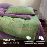 VM VOUGEMARKET Linen Cotton Jacquard Duvet Cover Queen,3 Pcs Yarn-Dyed Textured Duvet Cover Set Green Purple Floral Bedding Breathable, Natural Wrinkled Look-No Comforter VM VOUGEMARKET
