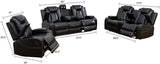 AYCP Multifunction Power Recliner Couch Set with LED Light, Storage Console, Cup Holders, USB Charging Port (3Piece, Black) AYCP