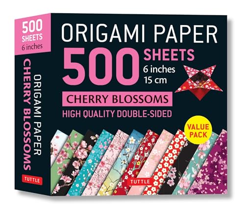 Origami Paper 500 sheets Cherry Blossoms 6" (15 cm): Tuttle Origami Paper: Double-Sided Origami Sheets Printed with 12 Different Patterns (Instructions for 6 Projects Included) - WoodArtSupply