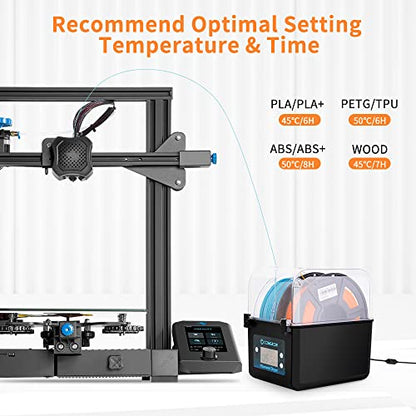 Comgrow Filament Dryer, Upgraded Filament Dry Box, Large-Capacity 3D Filament Dehydrator for 2KG Filament, Compatible with 1.75mm, 2.85mm Filament and PLA PETG TPU ABS Material - WoodArtSupply