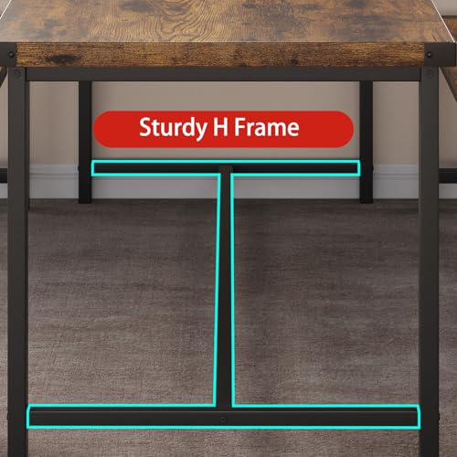 Garvee Dining Table Set for 4, Kitchen Table with Benches, 3 Piece Rectangular Dining Room Set with 2 Wooden Benches for Small Space, Apartment, Studio, Home, Rustic Gray Garvee
