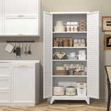 SteeLoong Kitchen Pantry Cabinet,75" Metal Storage Cabinet with Doors and 4 Adjustable Shelves,White Tall Locker Organizer Steel Garage Cabinets for Tool,File Cabinet for Office,Kitchen,Garage,School SteeLoong