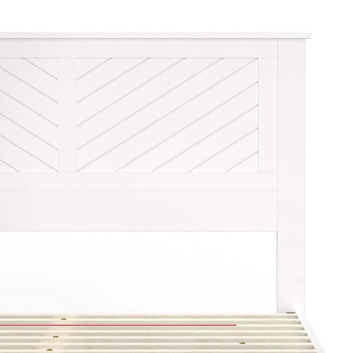 ComfIQ Serene Farmhouse Style Wood Bed in Full Size with Chevron Scoring Headboard, Coastal Modern Design, Sturdy, Easy Assembly, Ample Underbed Storage, White Finish ComfIQ