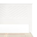 ComfIQ Serene Farmhouse Style Wood Bed in Full Size with Chevron Scoring Headboard, Coastal Modern Design, Sturdy, Easy Assembly, Ample Underbed Storage, White Finish ComfIQ