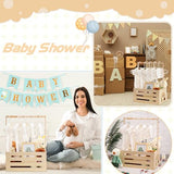 Yerliker Wooden Baby Shower Crate Closet Baby Shower Gifts Basket Baby Storage Crate Hamper with Handle Personalized Basket for Newborn Boys Girls Pregnancy Gifts(Wood Color, Cloudy, Rainbow) Yerliker