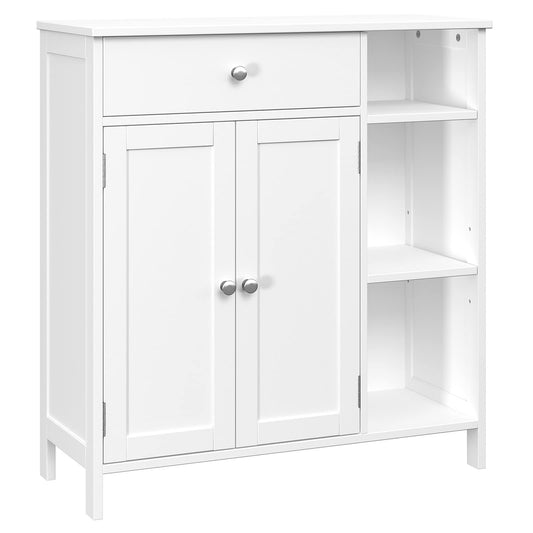 Irontar Bathroom Cabinet with Doors, Bathroom Floor Cabinet with Drawer & Adjustable Shelf, Kitchen Cupboard, Storage Cabinet for Living Room, Entryway, White CWG001W