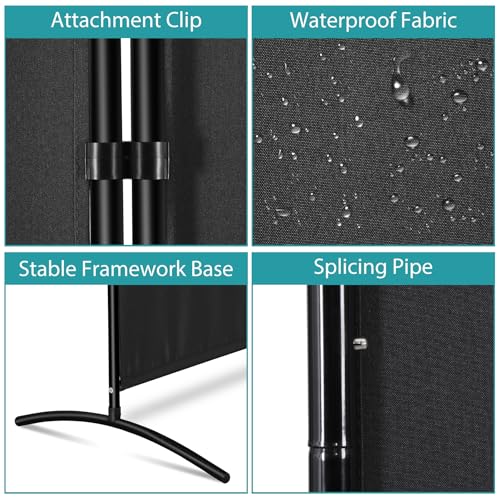 SUPER DEAL Room Divider, 6 Ft Folding Privacy Screens, 3 Panel Portable Room Partition Separator with Wide Metal Stands Freestanding Temporary Wall for Home, Office, Bedroom, 101" W X 72" H, Black SUPER DEAL
