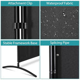 SUPER DEAL Room Divider, 6 Ft Folding Privacy Screens, 3 Panel Portable Room Partition Separator with Wide Metal Stands Freestanding Temporary Wall for Home, Office, Bedroom, 101" W X 72" H, Black SUPER DEAL