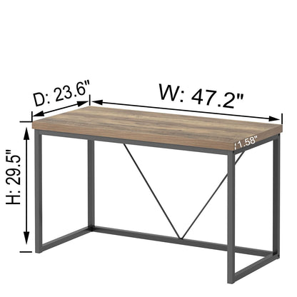 FOLUBAN Modern Home Office Desk, Rustic Wood and Metal Computer Desk, Industrial Study Writing Gaming Table Workstation, Vintage Laptop PC Desk, Oak 47 Inch - WoodArtSupply