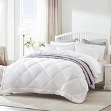 SLEEP ZONE King Size Comforter Duvet Insert, Down Alternative Reversible Comforter, Lightweight, Soft and Breathable Bedding All Season, Diamond Quilting White SLEEP ZONE