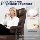 Misolant Big and Tall Office Chair with Footrest, High Back Executive Desk Chair with Adjustable Lift Armrest, 155°Recline，Lumbar Support Pillow, Faux Leather Gaming Chairs for Home or Office Brown Misolant