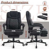 600LBS Big and Tall Office Chair for Heavy People,Large Reclining Executive Office Chairs with Foot Rest&Air-Adjust Lumbar Support,Fabric Ergonomic High Back Computer Chair, Black BIGGARSIT