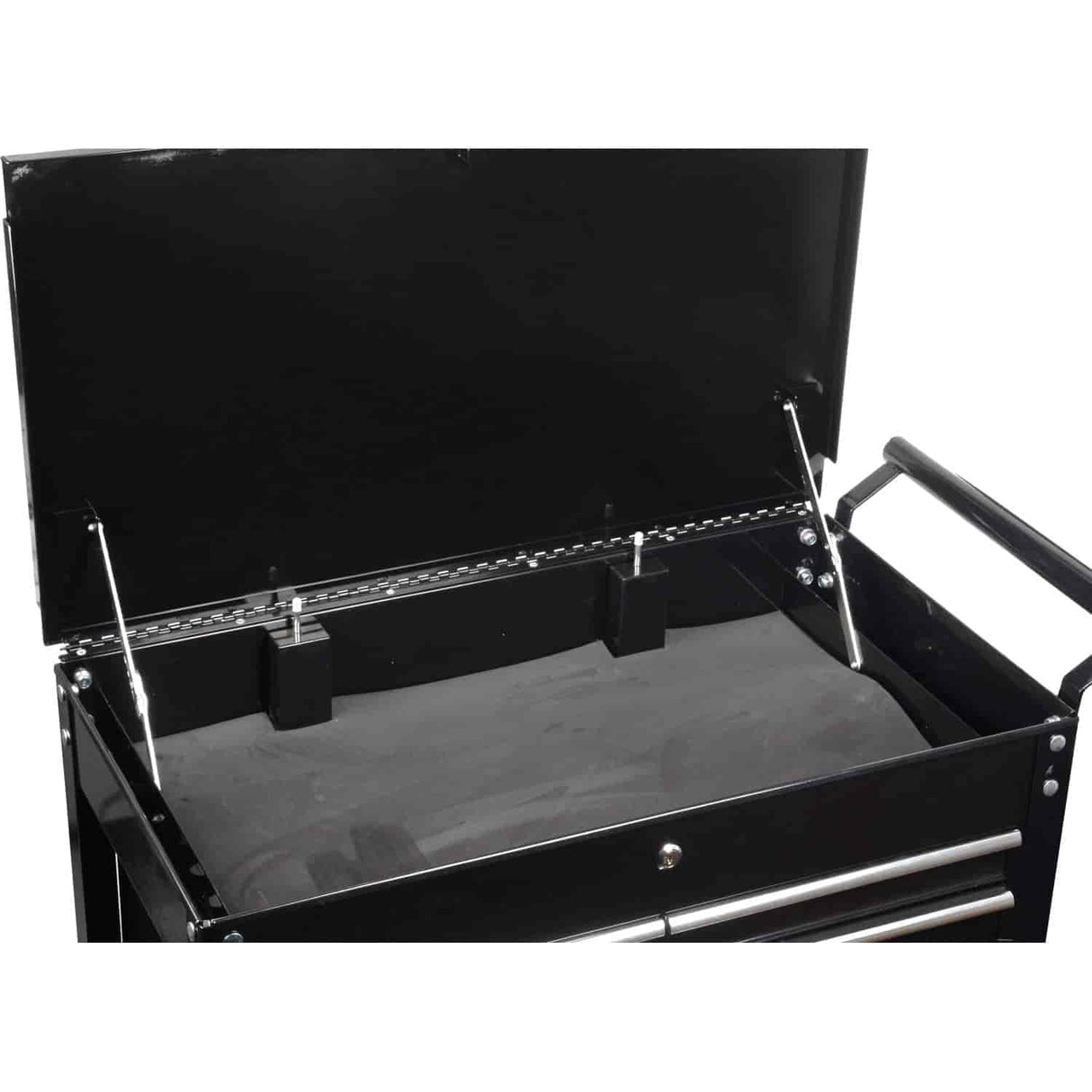 JEGS Rolling Tool Box Cart with Drawers - 4 Ball-Bearing Glided Drawers - 16-Gauge Steel - 580 LBS Total Capacity - Black Powder Coat Finish Toolbox on Wheels JEGS