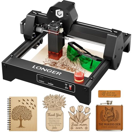 LONGER RAY5 Laser Engraver 3500mW High Precision 0.04 * 0.04mm Mini Laser Cutter and Engraving Machine 130x140mm Working Area for Wood Metal Acrylic Glass Longer