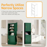 Ckzbx Tall Narrow Storage Cabinet 66.93" H Tall Bathroom Cabinet Metal Pantry Cabinets, 4 Adjustable Shelves for Kitchen, Home Office, Living Room, Dinning Room (20 inches Wide Green) Ckzbx