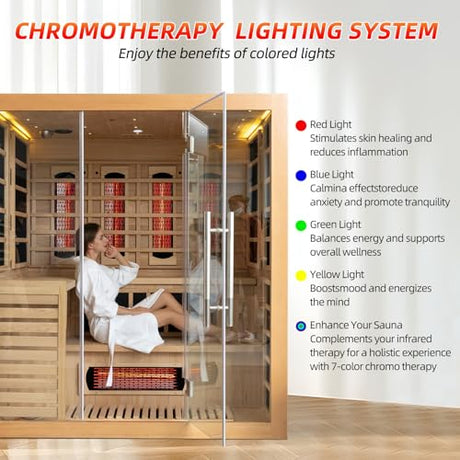 amocane Infrared & Steam Dual-System Sauna Room for 4-6 Person, Wood Hybrid Home Sauna with Heater, Indoor Traditional Saunas Spa with Heaters & Sauna Stove, Speaker, Oxygen Bar, Bucket amocane