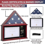 Tieeqe Large Military Shadow Box Solid Wood Burial Flag Display Case for American Veteran Flag Display Fit a Folded 5'x9.5' Flag Military Flag Tieeqe