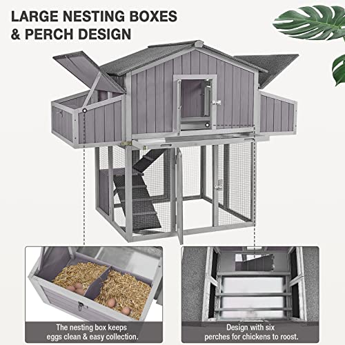 MEDEHOO Large Chicken Coop Folding Design Easy to Set Up Portable Chicken House for Outdoor with Two Nesting Box, Leakproof Pull-on Tray, and UV-Resistant Roof Panel - WoodArtSupply