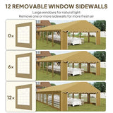 Outsunny 20' x 40' Heavy Duty Party Tent, Galvanized Outdoor Canopy Tent Large Event Shelter with Removable Sidewalls, 12 Windows and 2 Doors, Tents for Parties, Wedding, Events, BBQ Grill, Brown Outsunny