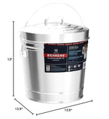 Behrens Galvanized Steel Storage Can or Waste Bin w/ Locking Lid & Handle, 6 Gal. Behrens