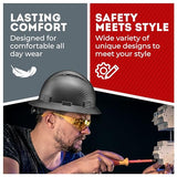 Acerpal Full Brim Non-Vented Classic Black Carbon Fiber Design Matte Finish OSHA Construction Approved Hard Hat with 6-Point Suspension Casco de construccion ACERPAL