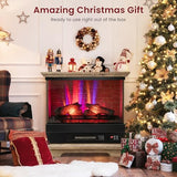 ORALNER 27” Electric Fireplace with Mantel, 3-Sided Glass View, Wooden Surround Firebox, Freestanding Fireplace Heater w/ 7 Flame Colors, Remote & 6H Timer, Overheat Protection, 1400W (Brown) ORALNER