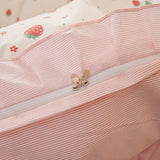 HighBuy Strawberry Print Comforter Set Twin XL Cute Fruit Bedding Set Ruffle Comforter with 2 Pillowcases Fluffy Reversible College Girl Bedding Comforter Set for All Seasons HighBuy