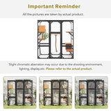 Outdoor Cat Catio Enclosures Large Pine Wood Cat House Patio for Feral Cat Shelter with 2 Enter Doors, 2 Resting Rooms, 3 Platforms, 68.5" H (Black Brown) Caviresta