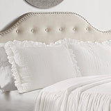 Lush Decor Ruffle Skirt Bedspread Set - 3-Piece Luxurious Farmhouse Bedding - Elegant Ruffle Detail - Timeless Style - Soft Lightweight Sheets - Queen, White Lush Decor