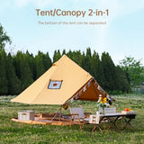 WaldZimmer Canvas Bell Tent 10ft Ginger with Stove Jack and Zipped Removable Floor, Luxury Outdoor Glamping Yurt Cotton Tent for Family Truck Car Camping Hunting Party WaldZimmer