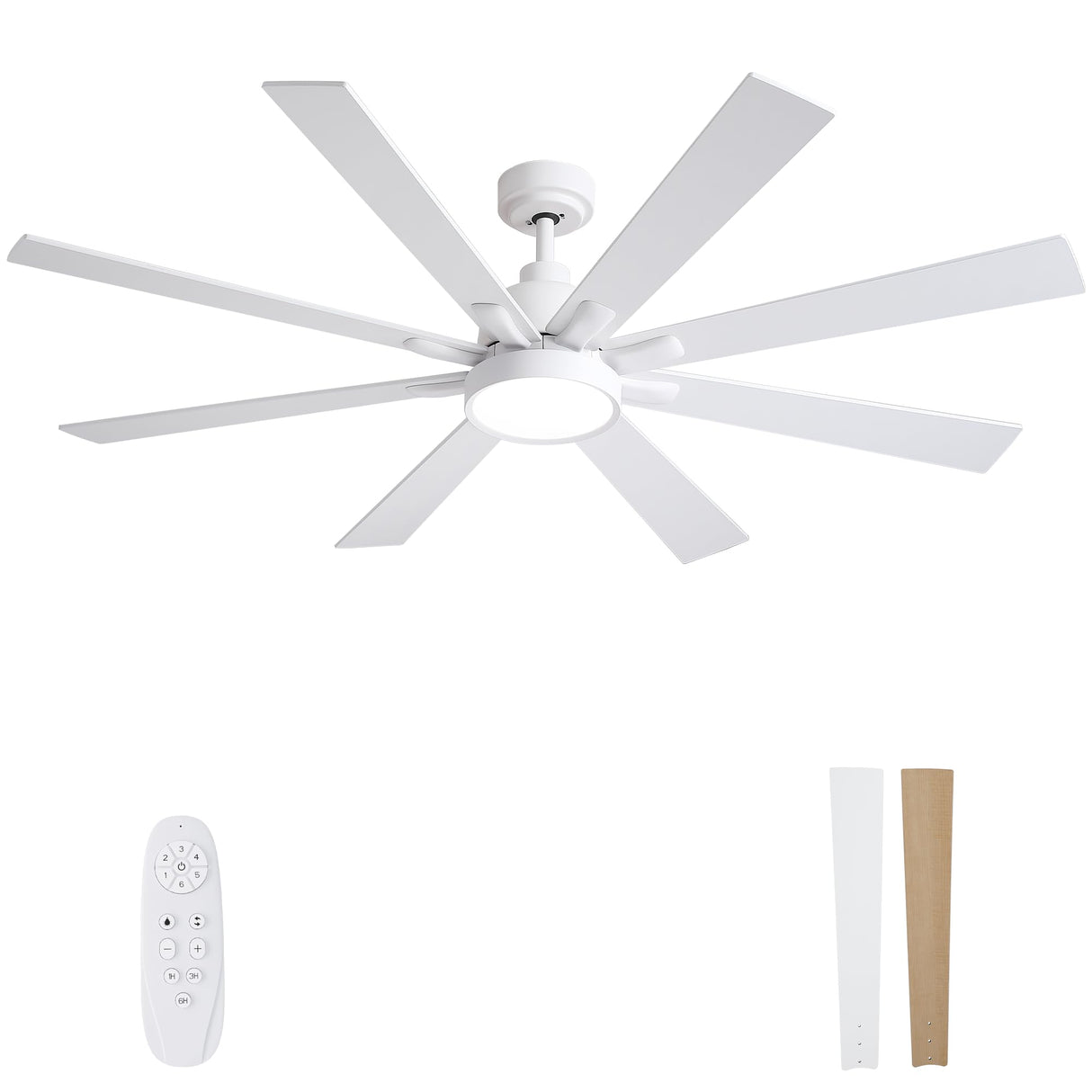 Autoday Large Ceiling Fans with Lights and Remote - 62 Inch White Ceiling Fan with Light, Quiet DC Motor, 3 CCT, Modern Dimmable Lighting & Ceiling Fans for Living Room Patio,Indoor/Outdoor Autoday