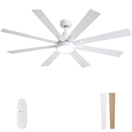 Autoday Large Ceiling Fans with Lights and Remote - 62 Inch White Ceiling Fan with Light, Quiet DC Motor, 3 CCT, Modern Dimmable Lighting & Ceiling Fans for Living Room Patio,Indoor/Outdoor Autoday