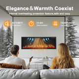 PRETZI 60" Electric Fireplace Ultra Narrow Aluminum Frame & Wide Screen, Electric Fireplace Inserts/Wall Mounted with Heater, Adjustable Flame Color and Brightness, Remote Control/Timer, 750/1500w PRETZI