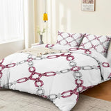 Double Sided Printed Bedding with Minimalist Chain Modern - Ultra Soft Microfiber Duvet Cover Set Single Durable Zipper Closure, Comfortable Quilt Cover for Bedroom Décor White Generic