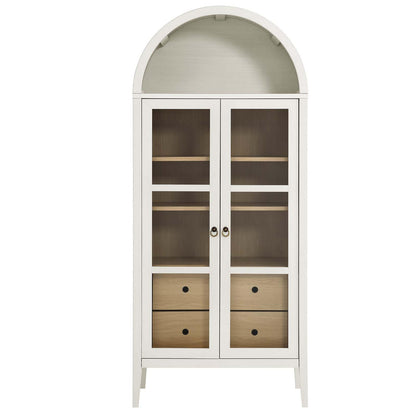 Modway Nolan Modern Farmhouse 71" Tall Arched Storage Display Cabinet in White Oak Wood Grain - WoodArtSupply