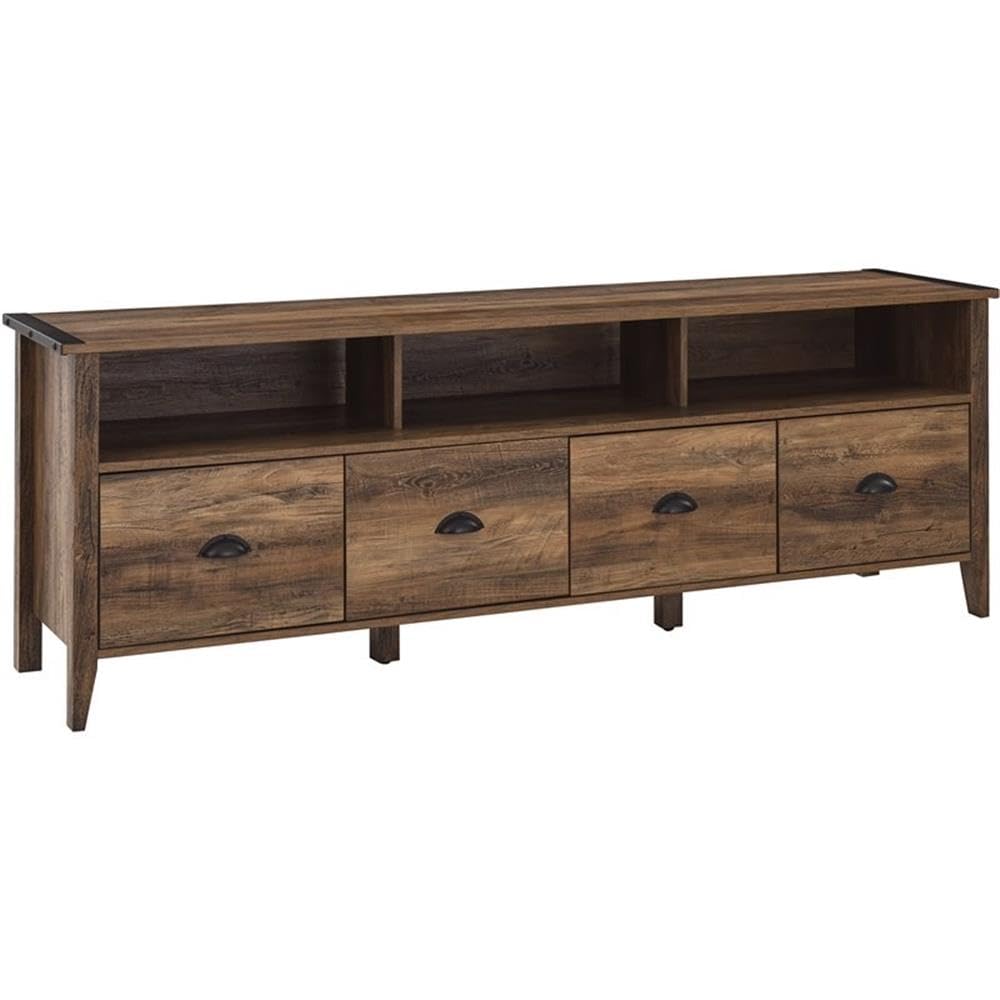 Walker Edison Chantilly 70 Inch Modern Farmhouse 4 Drawer TV Stand for TVs up to 80 Inches - Reclaimed Barnwood