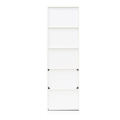 Furinno Luder Bookcase / Book / Storage , 5-Tier, White - WoodArtSupply