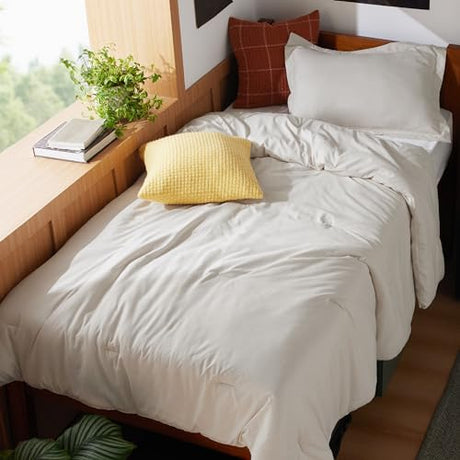 Bedsure Twin/Twin XL Comforter Set - Beige Soft Bedding for All Seasons, Cationic Dyed Bed Set, 2 Pieces, 1 Twin Size Comforter (68"x88") and 1 Pillow Sham (20"x26"+2") Bedsure