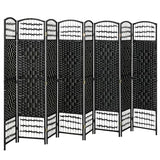 HOMCOM 8 Panel Room Divider, Folding Privacy Screen, 5.6' Room Separator, Wave Fiber Freestanding Partition Wall Divider, Black HOMCOM