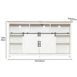 jiteentarou Farmhouse Coffee Bar Cabinet with Power Outlet, Rustic Sideboard Buffet Storage Cabinet with Storage, Wood Buffet Cabinet Serving Table Cupboard for Dining Room, Living Room, White jiteentarou