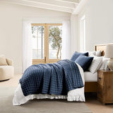 WDCOZY Navy Blue Twin Size Quilt Bedding Sets with Pillow Sham, Lightweight Soft Bedspread Coverlet, Quilted Blanket Thin Comforter Bed Cover, All Season Summer Spring, 2 Pieces, 68x90 inches WDCOZY