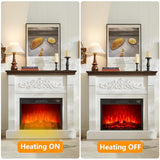 SOOWERY Electric Fireplace with Mantel, Fireplace TV Stand with Replaceable Fireplace Insert, Farmhouse Entertainment Center with Fireplace Heater for Living Room, White & Brown SOOWERY